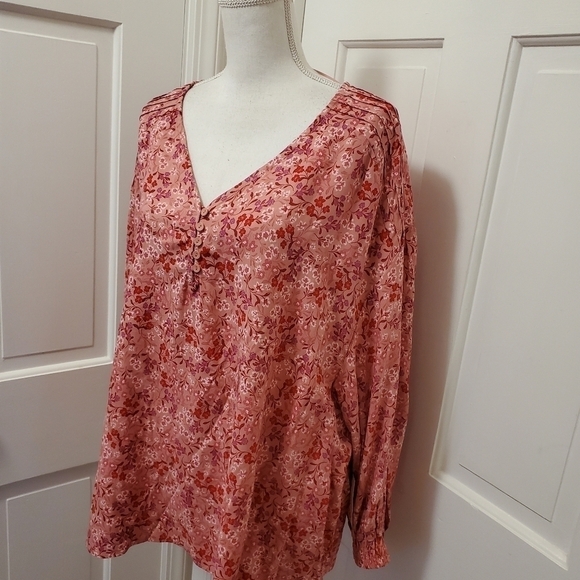NWT Terra & Sky Pink & Purple Henley Woven Top Size 1X-16W/18W Ret. 16.98 - Picture 8 of 10